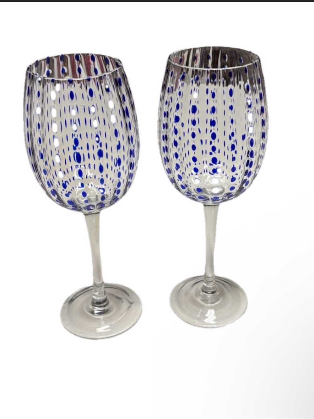 Blue Dot Stemless-Style Wine Glasses - Set of 2